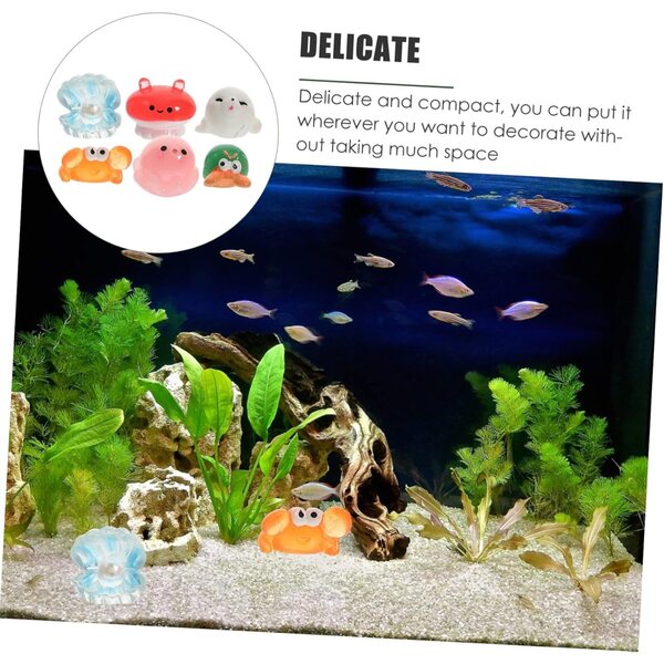 Set mit 12 Mini-Meerestierfiguren aus Kunstharz für Mikrolandschaften in Haus und Garten