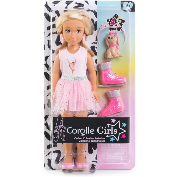 Corolle Valentine Ballerina 28 cm mit Hund, duftender Vanille und zusätzlichem Zubehör