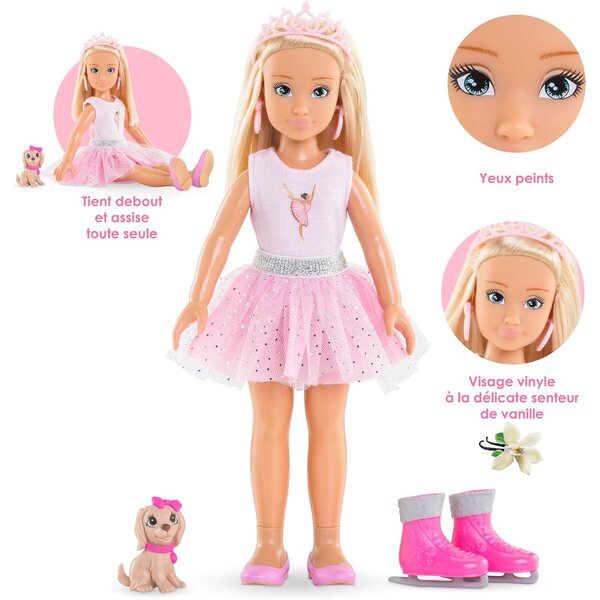 Corolle Valentine Ballerina 28 cm mit Hund, duftender Vanille und zusätzlichem Zubehör