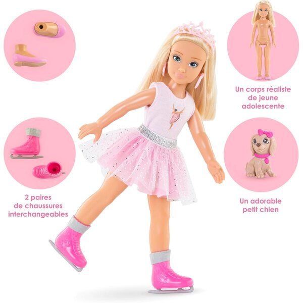 Corolle Valentine Ballerina 28 cm mit Hund, duftender Vanille und zusätzlichem Zubehör