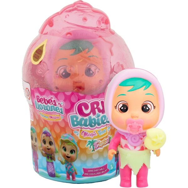 Cry Babies Magic TEARS Tropical Shiny Shells Shelly – Puppe mit schaumigen Tränen und 8 Accessoires