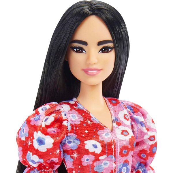 Barbie Fashionistas mit schwarzem Haar und Blumenkleid für Kinder von 3–8 Jahren