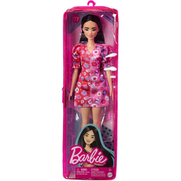 Barbie Fashionistas mit schwarzem Haar und Blumenkleid für Kinder von 3–8 Jahren