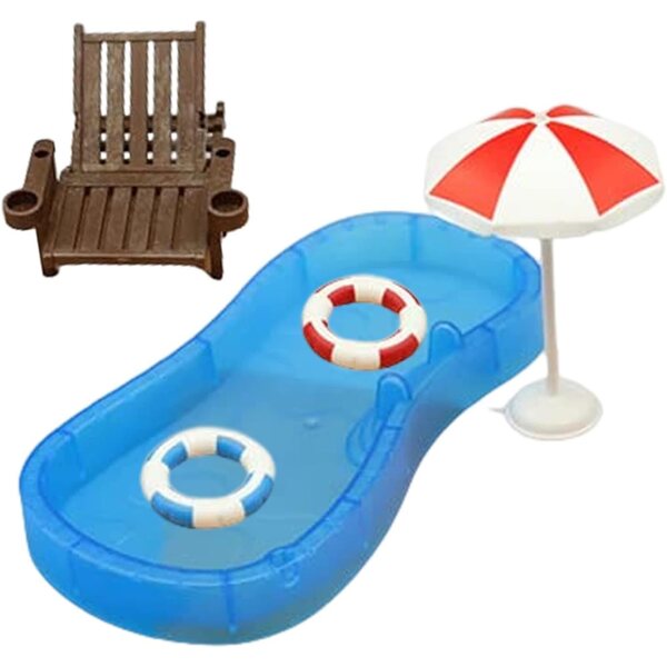 Mini-Puppenhaus-Set mit Pool und Strandkorb 1:12 Peosaard