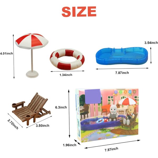 Mini-Puppenhaus-Set mit Pool und Strandkorb 1:12 Peosaard