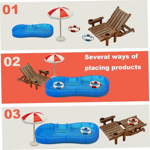 Mini-Puppenhaus-Set mit Pool und Strandkorb 1:12 Peosaard