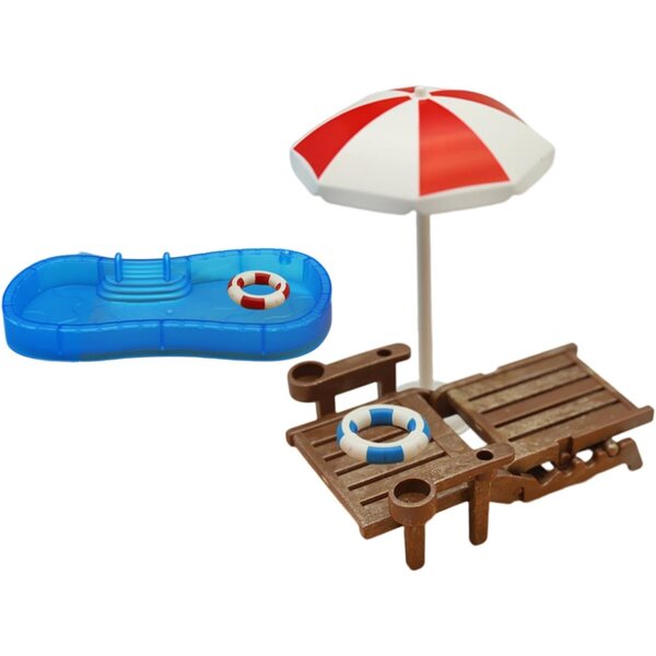 Mini-Puppenhaus-Set mit Pool und Strandkorb 1:12 Peosaard