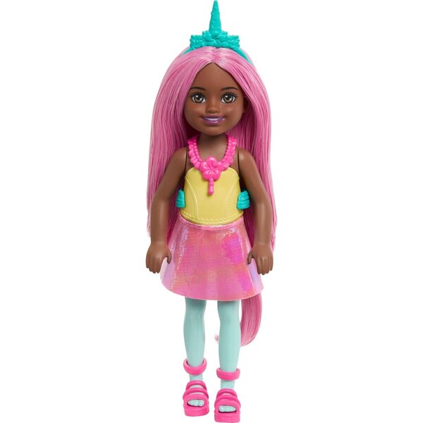 Barbie Chelsea Einhorn Poupée 6" mit rosa Haaren und magischen Accessoires