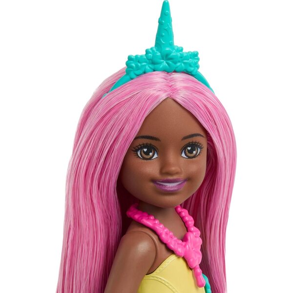 Barbie Chelsea Einhorn Poupée 6" mit rosa Haaren und magischen Accessoires