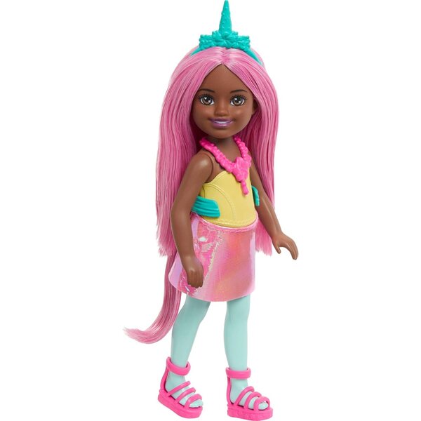 Barbie Chelsea Einhorn Poupée 6" mit rosa Haaren und magischen Accessoires
