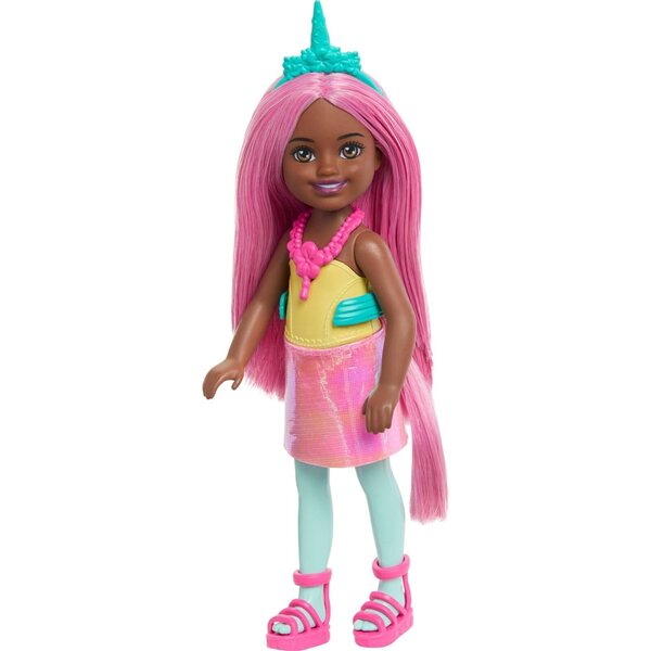 Barbie Chelsea Einhorn Poupée 6" mit rosa Haaren und magischen Accessoires