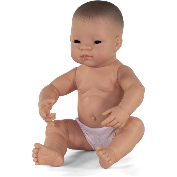 Miniland Babypuppe Neugeborenes Asiatisches Mädchen 40 cm, weicher Vinylkörper