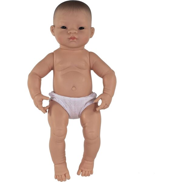 Miniland Babypuppe Neugeborenes Asiatisches Mädchen 40 cm, weicher Vinylkörper