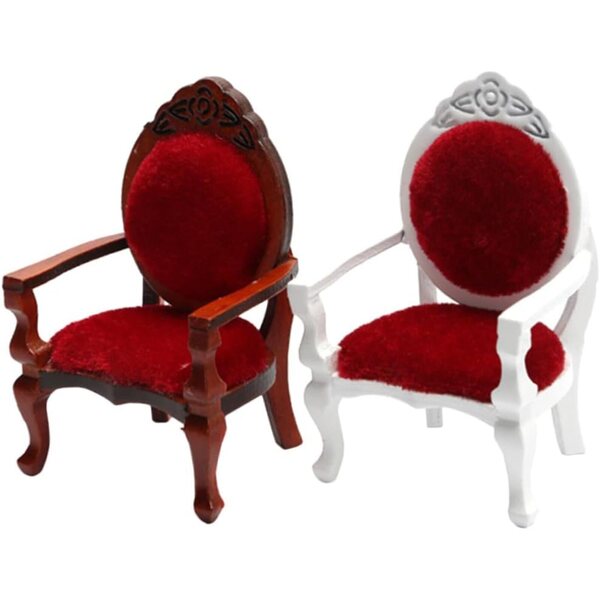 GALPADA Mini Sedia in Legno con Braccioli Set 2 Pezzi per Case delle Bambole e Decorazioni