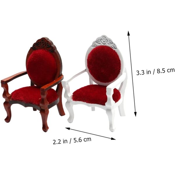 GALPADA Mini Sedia in Legno con Braccioli Set 2 Pezzi per Case delle Bambole e Decorazioni