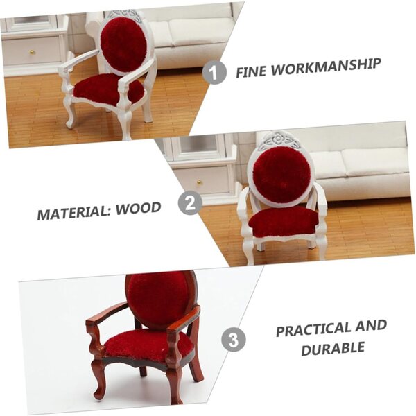 GALPADA Mini Sedia in Legno con Braccioli Set 2 Pezzi per Case delle Bambole e Decorazioni