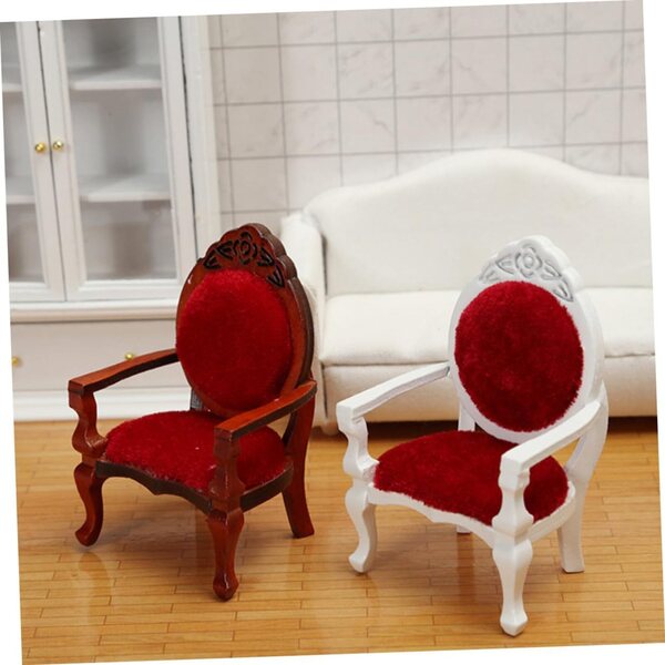GALPADA Mini Sedia in Legno con Braccioli Set 2 Pezzi per Case delle Bambole e Decorazioni