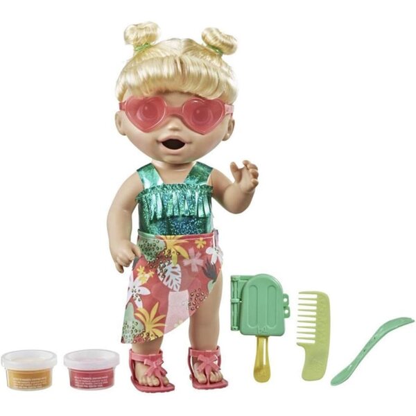 Baby Alive Sunshine Snacks Blonde mit Sommerzubehör und Wasserspielzeug