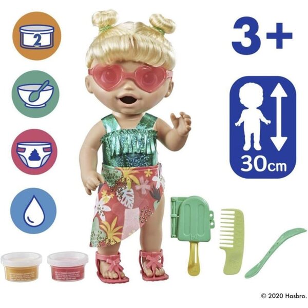 Baby Alive Sunshine Snacks Blonde mit Sommerzubehör und Wasserspielzeug