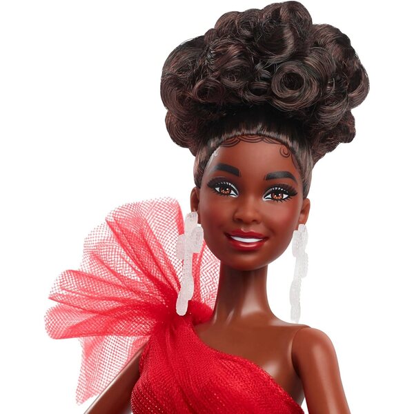 Barbie Holiday 2024 Elegantes Sammel-Poupée im rot karierten Kleid