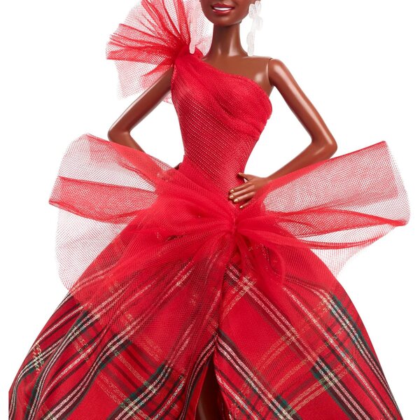 Barbie Holiday 2024 Elegantes Sammel-Poupée im rot karierten Kleid