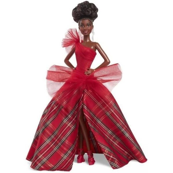 Barbie Holiday 2024 Elegantes Sammel-Poupée im rot karierten Kleid