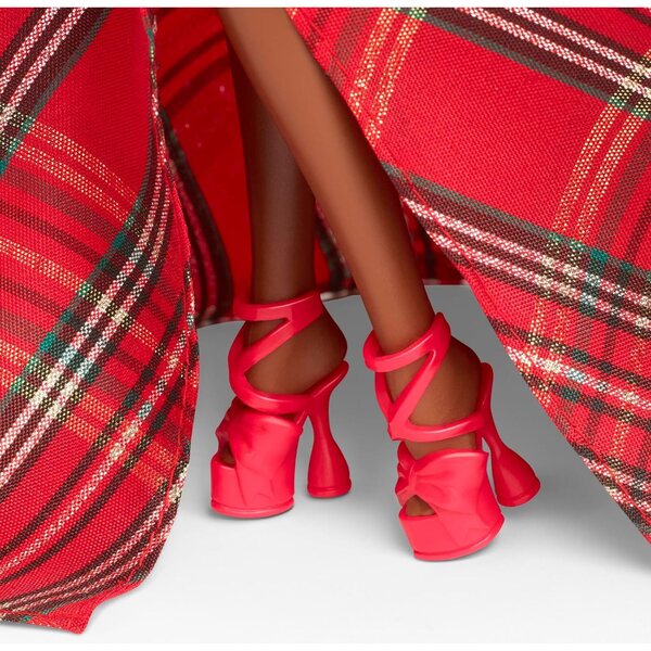 Barbie Holiday 2024 Elegantes Sammel-Poupée im rot karierten Kleid