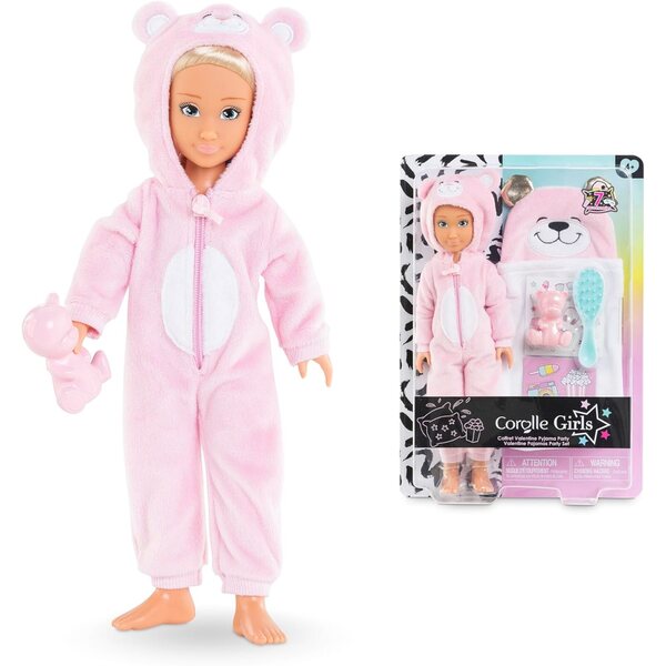 Corolle Valentine Pyjama Party Puppe 28 cm mit Vanilleparfüm und 7 Accessoires