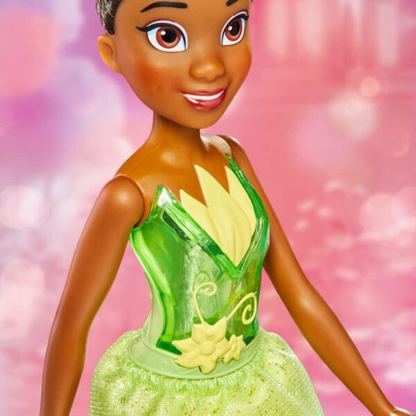 Disney Prinzessin Tiana Puppe mit Glitzerkleid und Accessoires für Kinder ab 3 Jahren