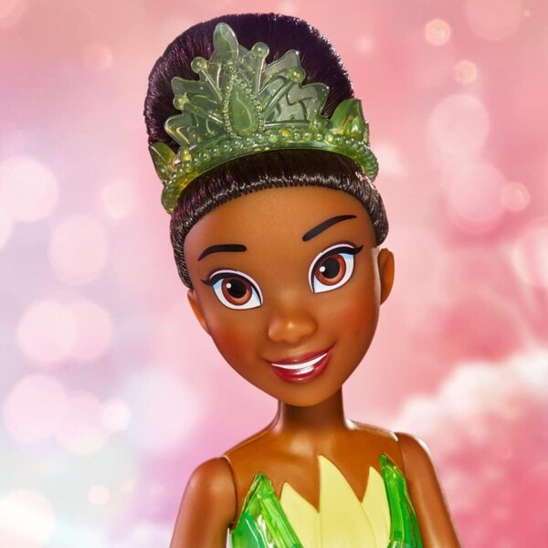 Disney Prinzessin Tiana Puppe mit Glitzerkleid und Accessoires für Kinder ab 3 Jahren