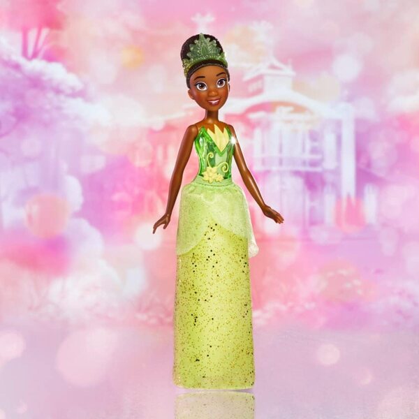 Disney Prinzessin Tiana Puppe mit Glitzerkleid und Accessoires für Kinder ab 3 Jahren