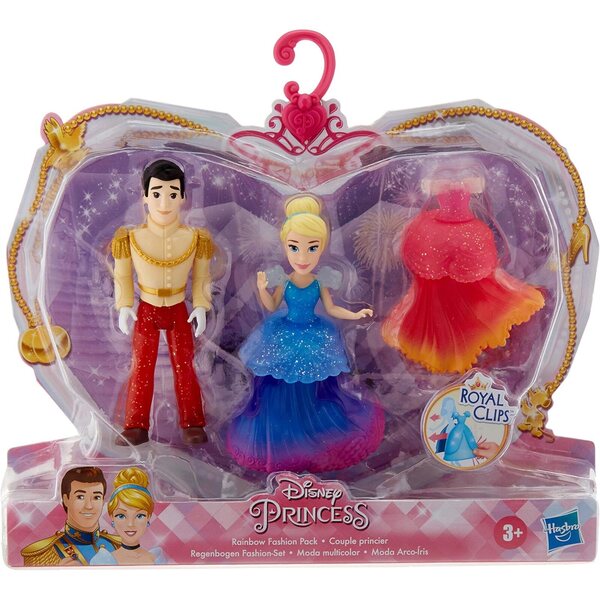 Disney Princess Cinderella und Prince Charming, Puppen mit zusätzlichem Kleid und königlichem Clip