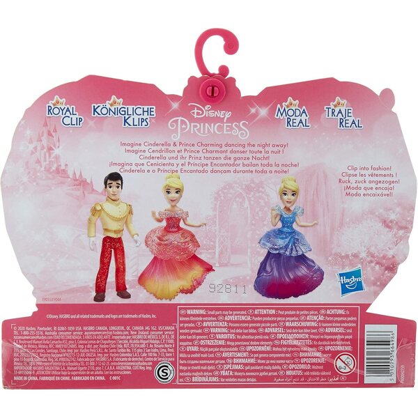 Disney Princess Cinderella und Prince Charming, Puppen mit zusätzlichem Kleid und königlichem Clip