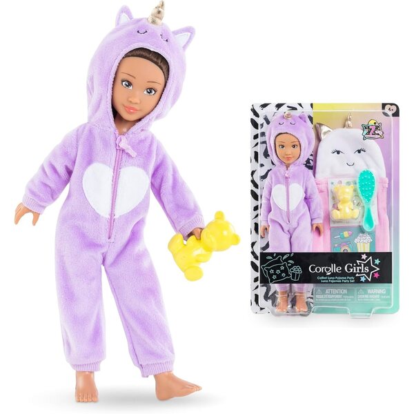 Corolle Luna Pajama Party: 28 cm große Puppe mit Einhorn-Pyjama und Accessoires, Vanilleduft