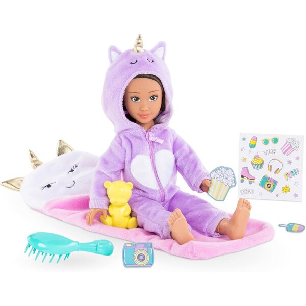 Corolle Luna Pajama Party: 28 cm große Puppe mit Einhorn-Pyjama und Accessoires, Vanilleduft