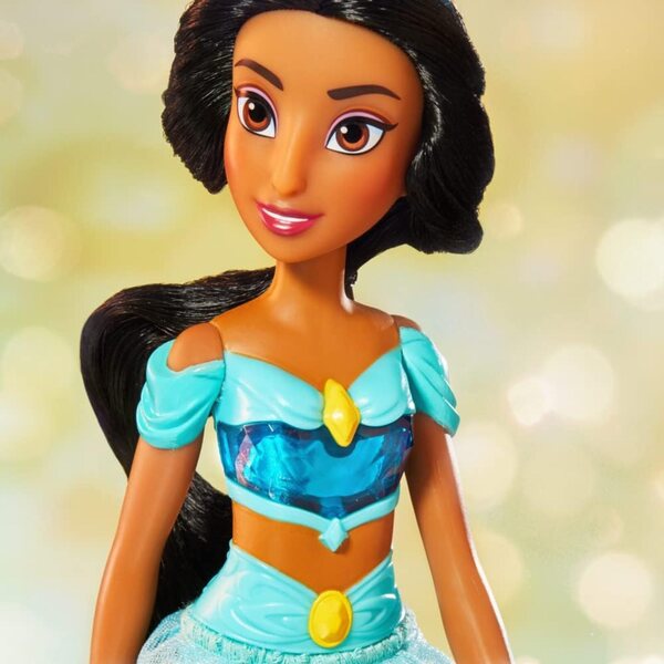 Bambola Disney Principessa Jasmine con Abbigliamento Glitterato e Accessori, Gioco per Bambini 3+
