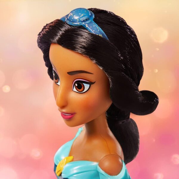 Bambola Disney Principessa Jasmine con Abbigliamento Glitterato e Accessori, Gioco per Bambini 3+