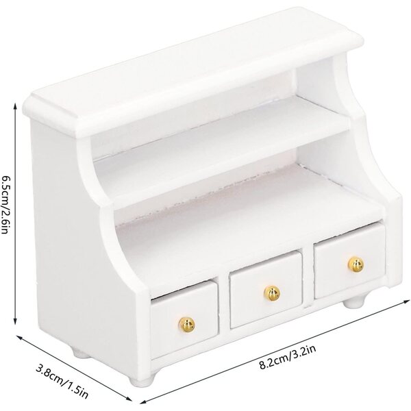 Mini armadio bianco per casa delle bambole 1:12 in legno composito, portaoggetti bagno