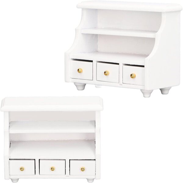 Mini armadio bianco per casa delle bambole 1:12 in legno composito, portaoggetti bagno