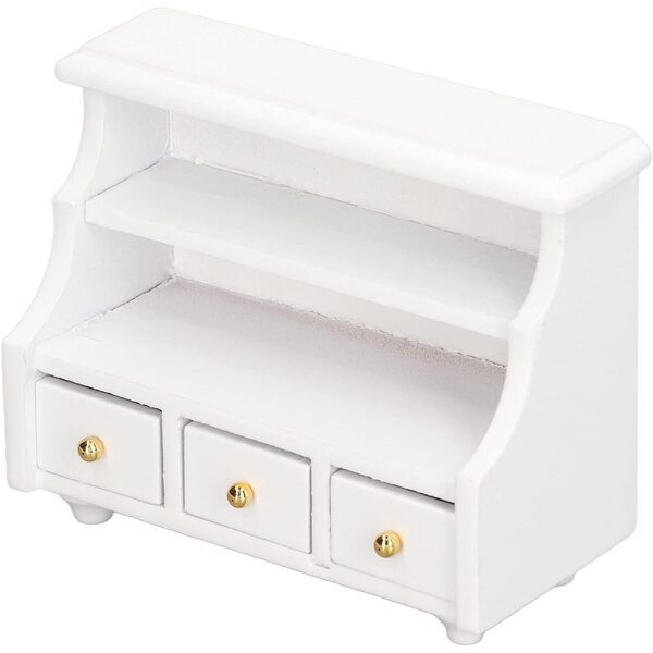 Mini armadio bianco per casa delle bambole 1:12 in legno composito, portaoggetti bagno