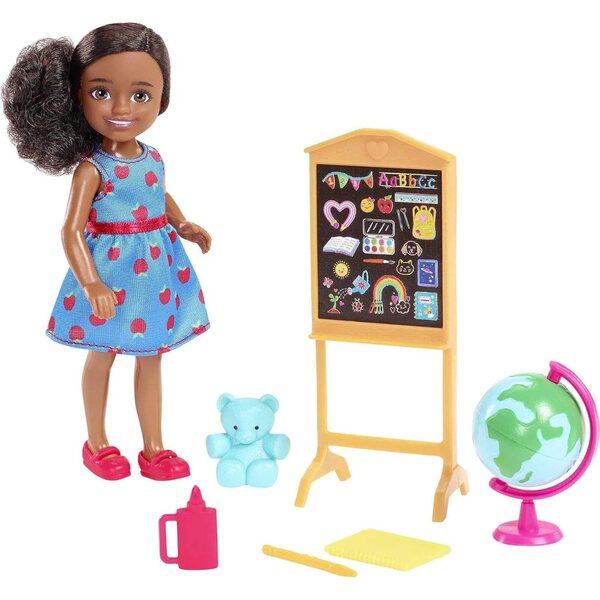 Barbie Chelsea Lehrerin mit Traumkleid und bunten Accessoires für Kinder