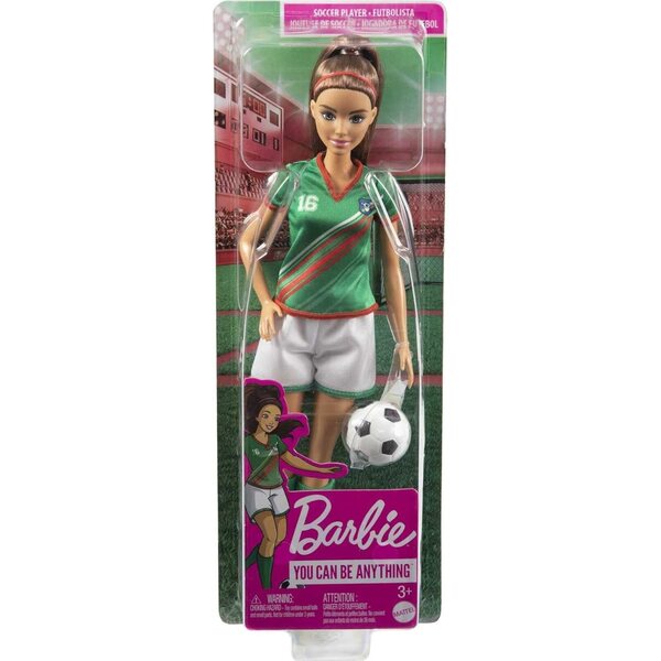 Barbie-Fußballspielerin mit bunter Uniform und Sportzubehör, perfektes Geschenk ab 3 Jahren