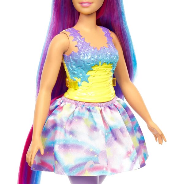 Barbie Dreamtopia Einhorn-Prinzessin mit blauen und lila Haaren, Regenbogenkleid