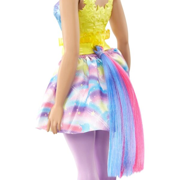 Barbie Dreamtopia Einhorn-Prinzessin mit blauen und lila Haaren, Regenbogenkleid