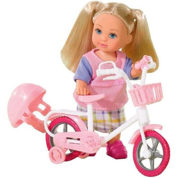 Simba Evi Love My First Bike 12cm – Puppe mit Fahrrad und Helm, ab 3 Jahren