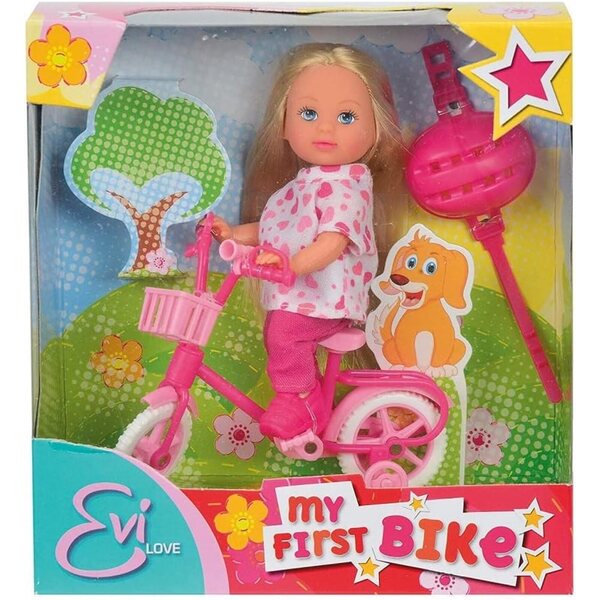 Simba Evi Love My First Bike 12cm – Puppe mit Fahrrad und Helm, ab 3 Jahren