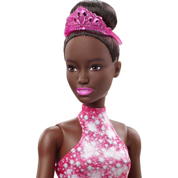 Barbie-Eiskunstläuferin, 30 cm, Puppe mit rosa Kleid, Jacke, Trophäe und Rosen