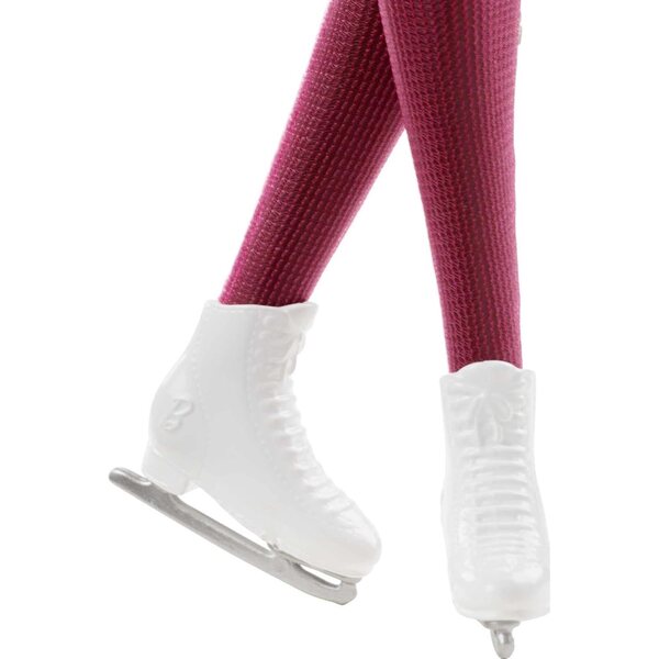 Barbie-Eiskunstläuferin, 30 cm, Puppe mit rosa Kleid, Jacke, Trophäe und Rosen