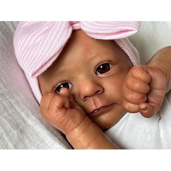 Lonian Pupazzo Reborn 48cm bambina nera realistico con corpo morbido e accessori