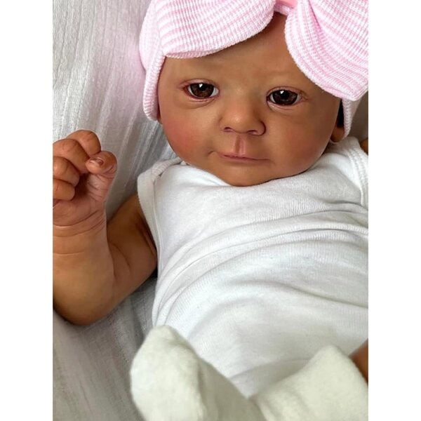Lonian Pupazzo Reborn 48cm bambina nera realistico con corpo morbido e accessori